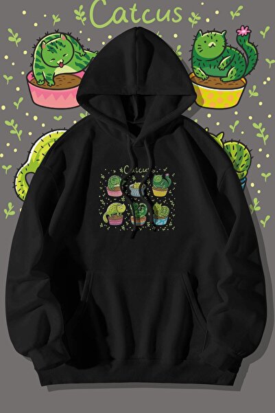 Mythologie Φούτερ με μαύρη κουκούλα Catcus Unisex