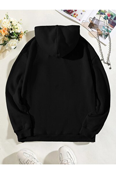 Mythologie Унисекс Siyah Oversize Yes Freezing Kapüşonlu Суитшърт