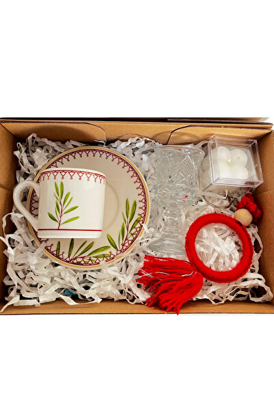 adin tasarım Single Person Cup Set 6 Pieces Christmas Coffee Cup Keychain Candle Cup Gift Set with Tree