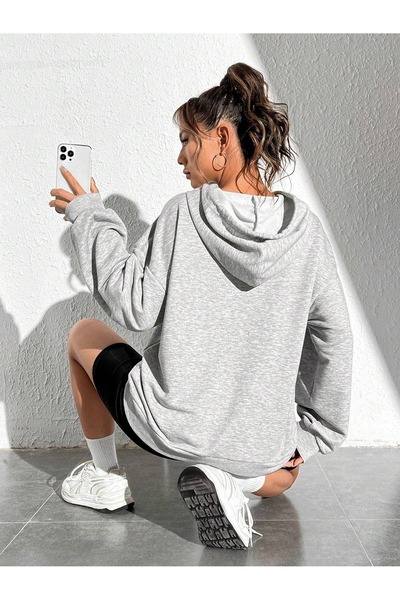 Mythologie Суитшърт All Things Grow - сив суитшърт с качулка и принт