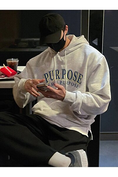 Mythologie Φούτερ για χρήση - Γκρι εμπριμέ κουκούλα με κορδέλα υπερμεγέθη