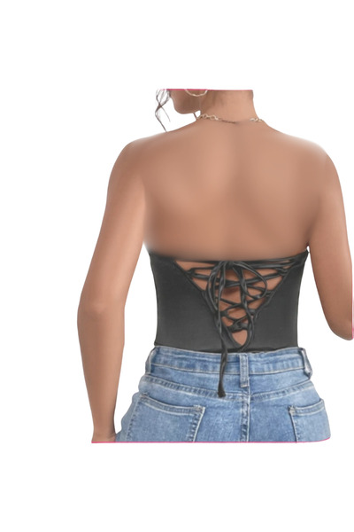 Fstyle Strapless satin bustier bodysuit