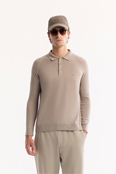 Avva Erkek Vizon Polo Yaka Düğmeli Soft Touch Dokulu Triko Regular Fit Kazak A52Y5030