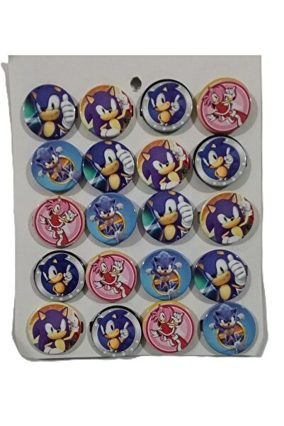 şahane parti Sonic Temalı Metal Rozet 10 Adet