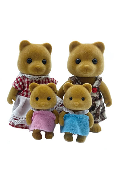 choice2 منزل ألعاب عائلة الدب البني بمقياس 1:12، أثاث ودمى مصغرة من عائلة الغابة