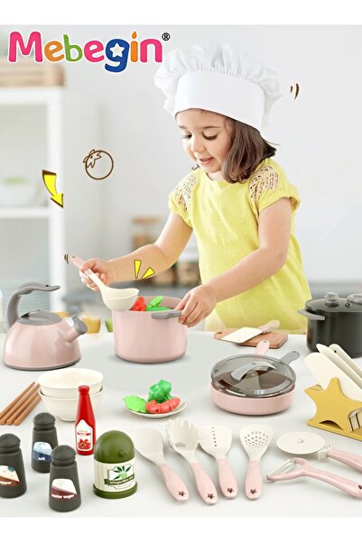 MEBEGIN لعبة مطبخ تظاهرية مكونة من 32 قطعة، مجموعة ألعاب طبخ مع ملحقات غنية، ...