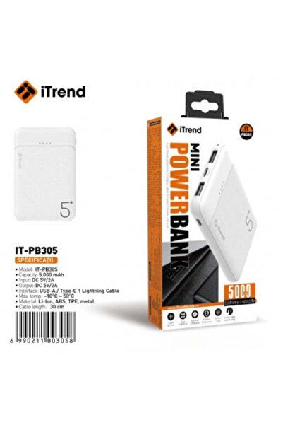 itrend Baterie externă PB 305 5000 mAh Alb/Negru