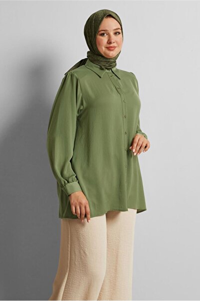 Alvina Shirt Collar Large Size Tunic 20750