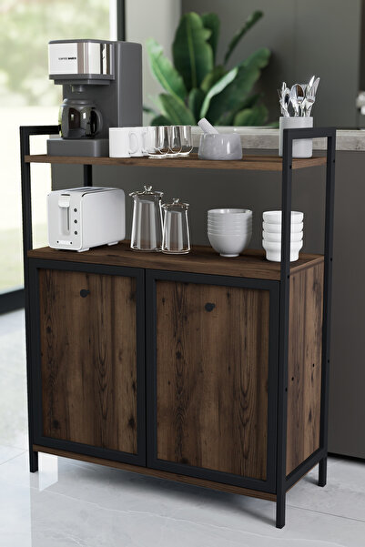 Mudesa Metal Ahşap Mutfak Dolabı Rafı Düzenleyici Bango Standı Kahve Köşesi