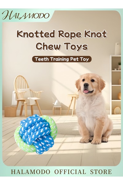 HALAMODO لعبة كلاب مصنوعة من حبل قطني صديق للبيئة، لعبة منسوجة معقودة للحيوان...