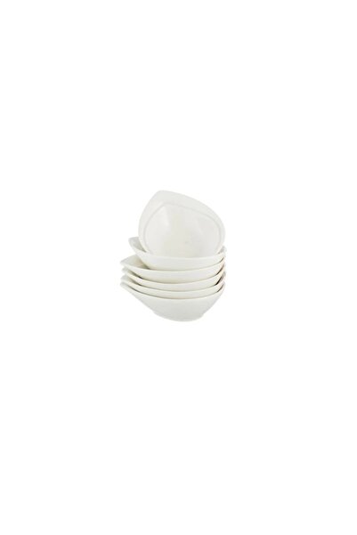 ORIAN 6-piece white porcelain teardrop-shaped yogurt sauce set, 10 cm