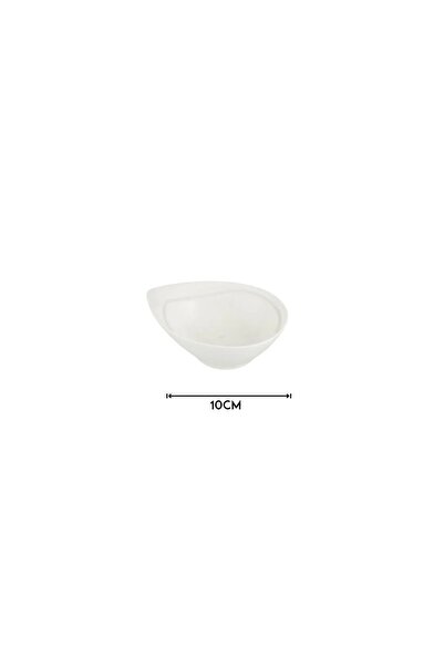 ORIAN 6-piece white porcelain teardrop-shaped yogurt sauce set, 10 cm