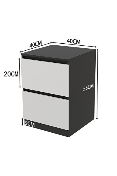 VariFurnx 40*40*55cm NightStand for Bedroom Rustic Side Table Simple Bedside End Table with 2 Storage Drawers