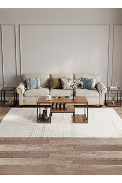 VariFurnx 120*60*45cm 3pcs Coffee Table Set Side Table Double Layer Home Sofa Center Table For Living Room