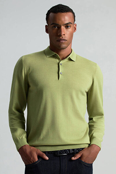 Hemington Merino Yünü Polo Yaka Yeşil Triko