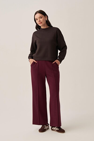 ALLDAY Burgundy-Soft Textured Palazzo Pants