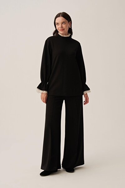 ALLDAY Siyah-Yumuşak Dokulu Fisto Garnili Pantolonlu Takım