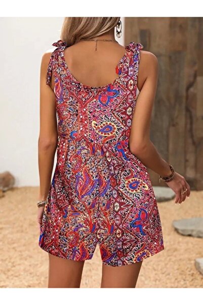 KOZMERA BUTİK Women's patterned wide legged supreme overalls with shoulder straps