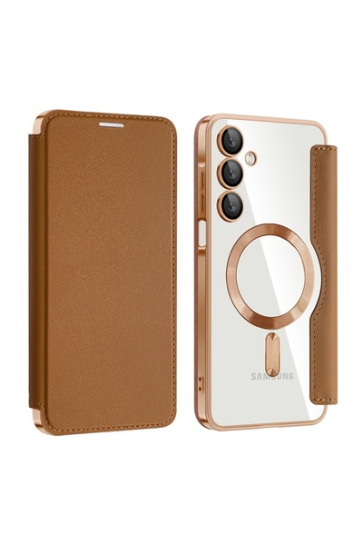 SKYDDAR INNOVATION Case for Samsung Galaxy A17 5G, SmartMag Book, Magsafe, RFiD, Card Holder, sticker set, Brown