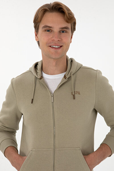 U.S. Polo Assn. Erkek Regular Fit Açık Haki Şardonlu Örme Hırka 50313755-VR183