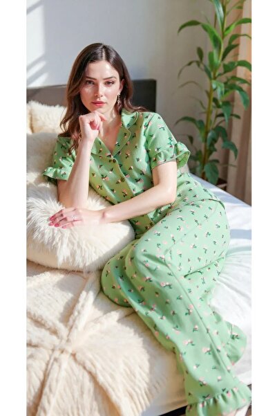 JUBELS Green Floral Flower Pattern Pajama Set