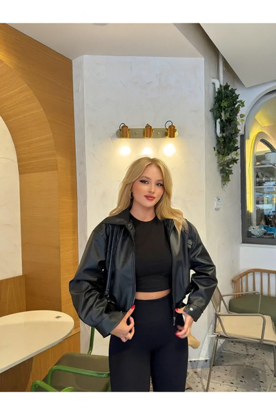 unika boutique سترة بومبر جلدية نسائية