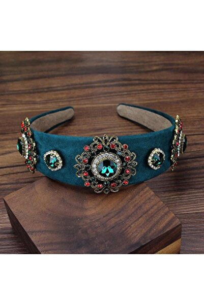 Pursehuit Bentiță verde, cu pietre multicolore, Indianne C1