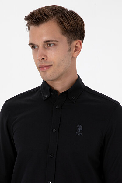 U.S. Polo Assn. Men's Black Long Sleeve Basic Shirt 50307701-Vr046