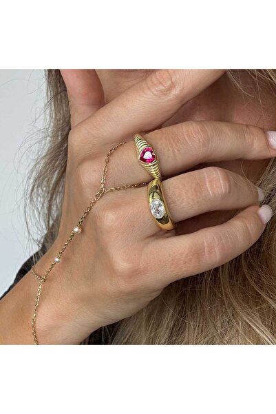 ohmygod jewelry 925 Argint Inel din argint placat cu aur galben si rubin – Ruby