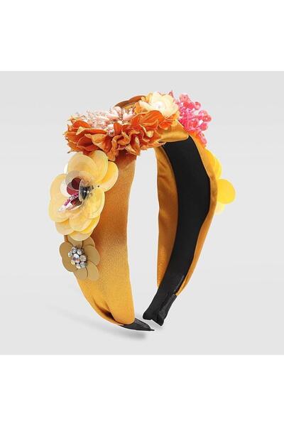 Pursehuit Bentiță galbenă, cu flori și pietre, Feliza C2