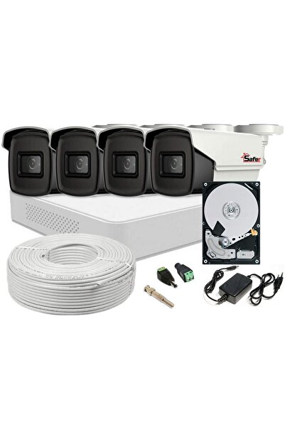 Hikvision Safer video surveillance kit, 2 MP, 4 cameras, IR 80m, 4-channel DVR, 1 TB HDD, SAF-4XFHDIR80ACC-1TB