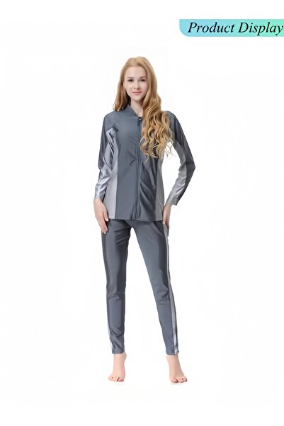 HALAMODO 3PCS Women Modest Muslim Swimsuit, Long Sleeves Swimsuits, Full Covered Swimwear, Muslim Beachwear