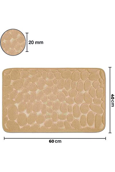 Flippy Non-Slip Bath Mat, Flippy, Quick Drying, 3D Stone Pattern, 40x60 cm, Beige