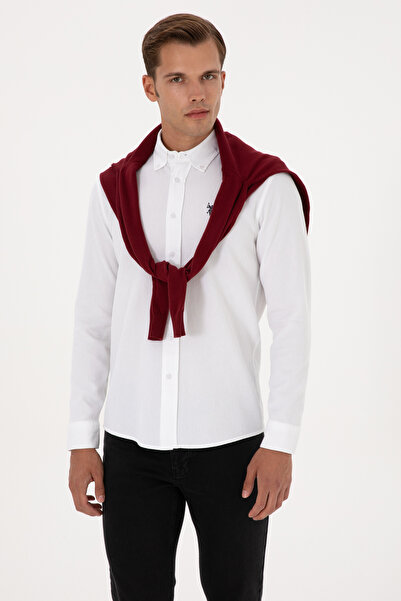 U.S. Polo Assn. Cămașă albă cu mânecă lungă pentru bărbați 50308611-VR013