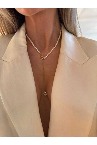 ohmygod jewelry 925 Argint Colier din argint placat cu aur si perle de cultura – Flower Power