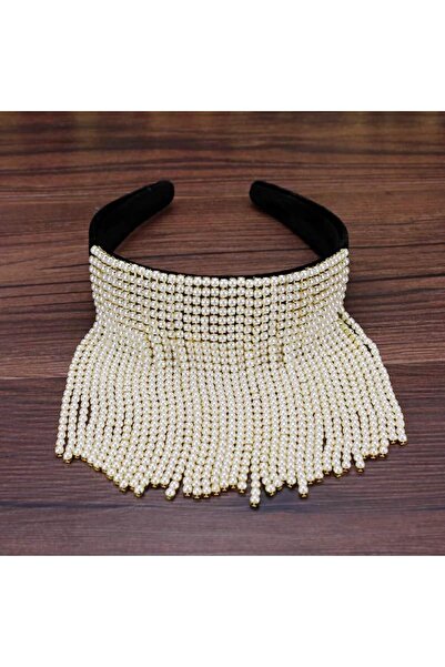 Pursehuit Bentiță neagră, cu perle și franjuri, Jolantha C2