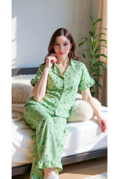 JUBELS Green Floral Flower Pattern Pajama Set