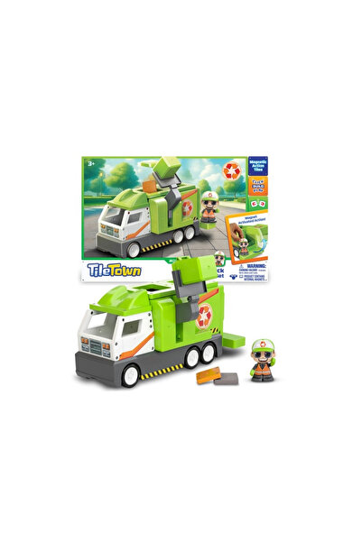 Tile Town شاحنة إعادة التدوير، موديل 82088، مجموعة من 15 قطعة، للأعمار من 3 س...