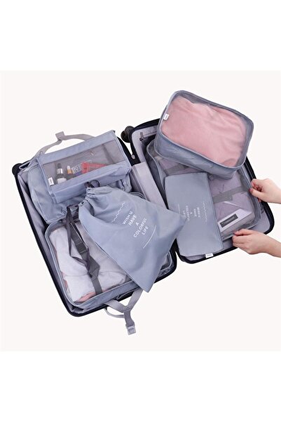 Flippy Set of 8 Flippy Luggage Organizer Covers, Waterproof Polyester, Zipper, Shoe Bag Included, Foldable, Gray