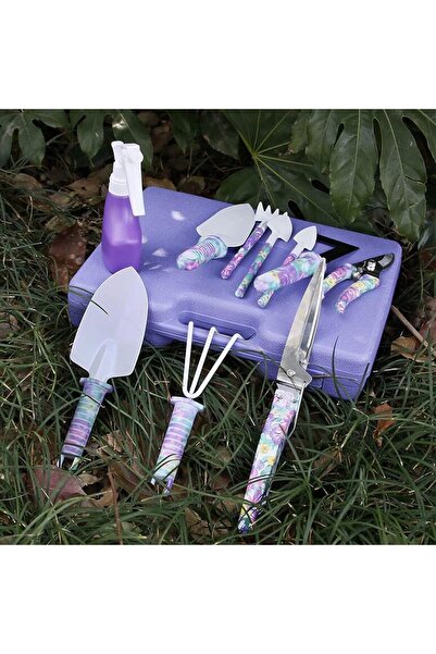 Flippy 10-piece Gardening Tool Set with Storage Bag, Stainless Steel, 37 x 28 cm, Purple