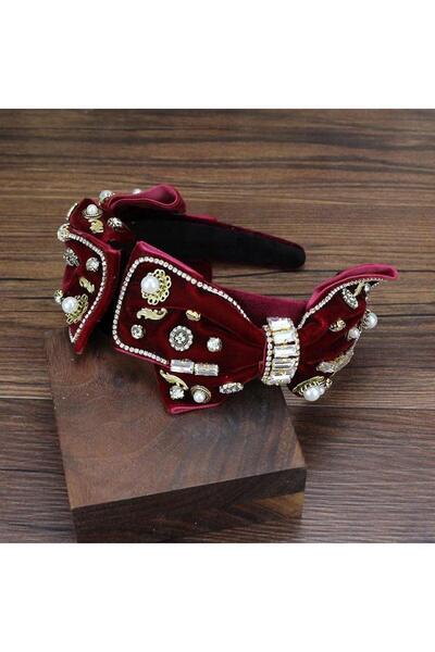 Pursehuit Bentiță vișinie, cu nod și fundițe cu pietre, Beni C2