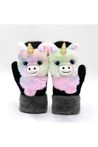 Flippy Children's Gloves, Flippy, Plush with Cotton Filling, Thermal Protection, 24 x 20 x 3 cm, Unicorn 3D