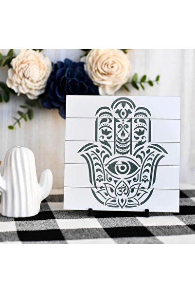 Maxrom Stencil Wall Painting, Plaster x0.7mm Hamsa Palm Mandala Reusable, model MXSP7143, 600 x 600 mm