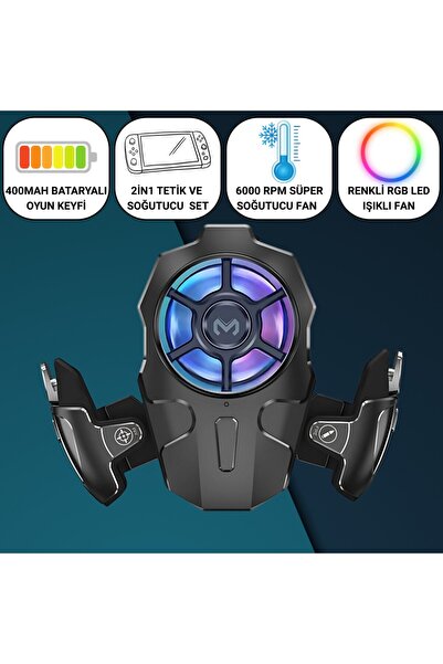 Polham RGB Işıklı 2si 1 Arada Oyun Tetik ve Telefon Soğutucu – 6000 RPM Süper...
