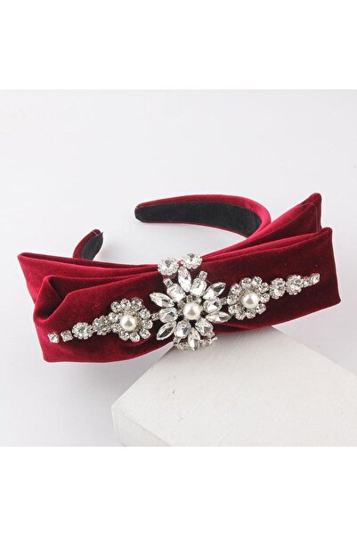 Pursehuit Bentiță vișinie, cu fundă și pietre, Agna C2