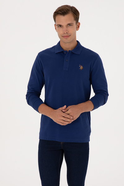 U.S. Polo Assn. Erkek Regular Fit Polo Yaka İndigo Basic Sweatshirt 50313772-VR028