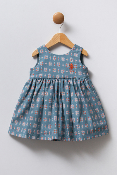 U.S. Polo Assn. Kız Bebek Mavi Sırt Detaylı Elbise 50322895-VR036