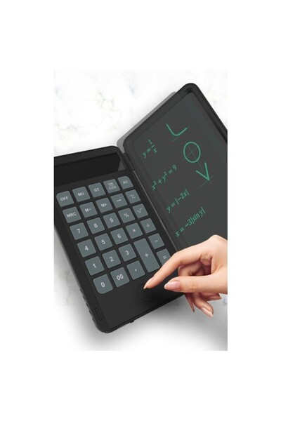 Flippy Rechargeable Handheld Calculator with Writing Pad, Flippy, Portable, LCD Screen, 12 Digits, 15 cm Di