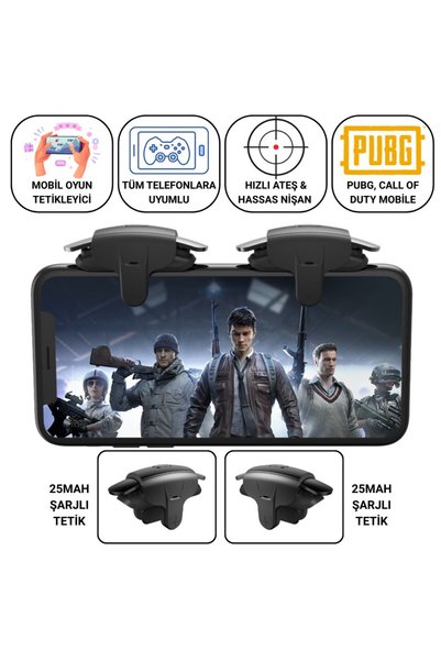 Polham Tüm Telefonlara Uygun PUBG ve Call of Duty Uyumlu Şarjlı Oyun Tetiği |...