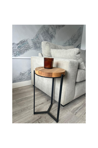 MONTANA CAMPENI NATURAL WOOD SIDE TABLE AND BLACK METAL FRAME